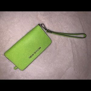 Lime green Michael Kors wristlet/wallet